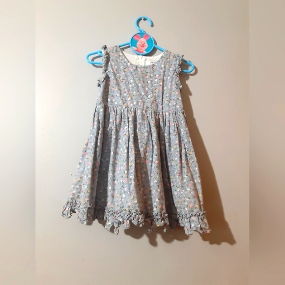 Popatu Other - Popatu Blue Dress with Colorful Floral Pattern Rulled Bottom Size 4 Prarie Boho